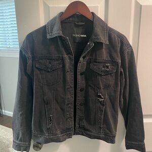 Fashion Nova Distressed Black Jean Jacket